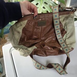 O'Neill Brown and Green Leather Shoulder Bag